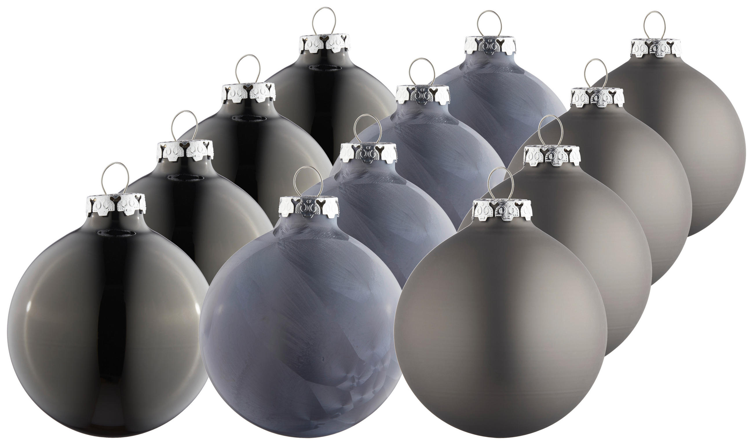 CHRISTBAUMKUGEL-SET 6 cm 16-teilig  - Anthrazit, Basics, Glas (6cm) - X-Mas