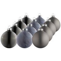 CHRISTBAUMKUGEL-SET 6 cm 16-teilig  - Anthrazit, Basics, Glas (6cm) - X-Mas