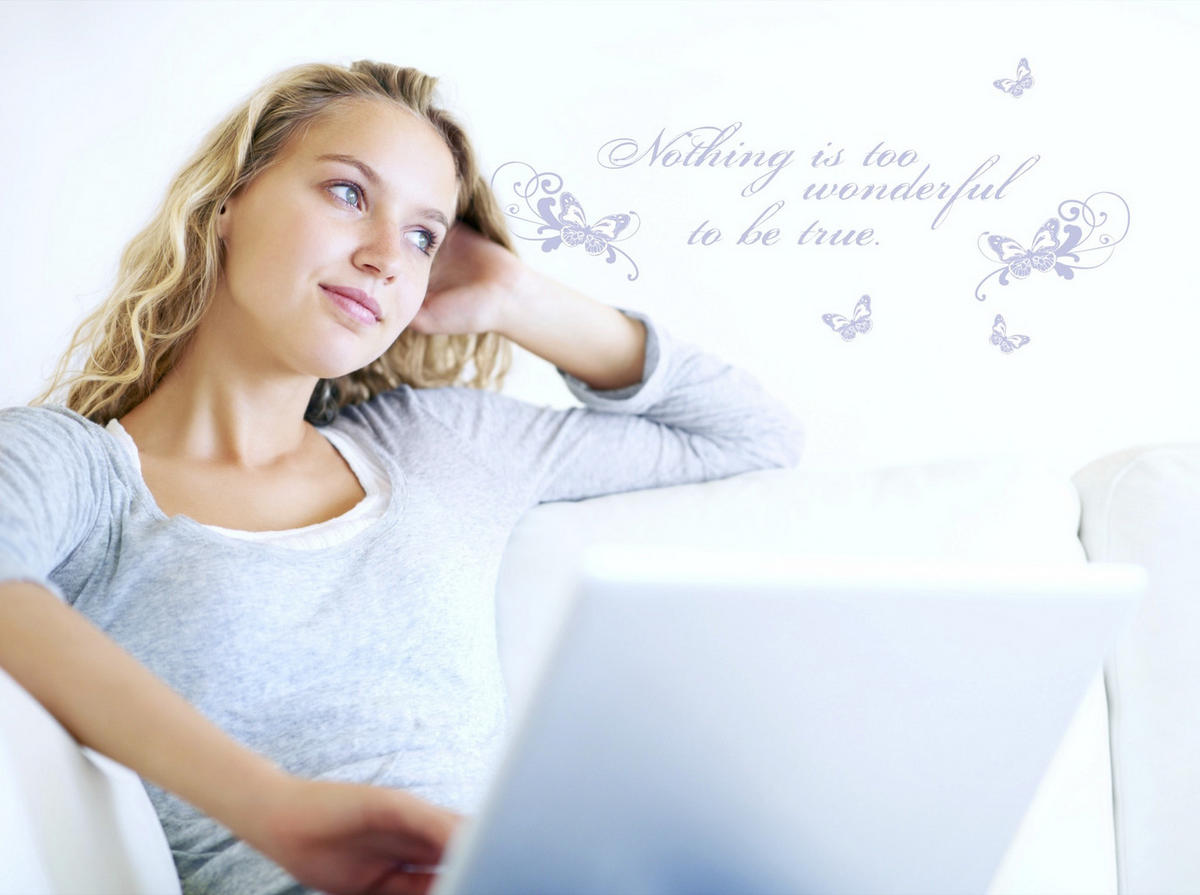DEKOSTICKER Wonderful  - Klar/Grau, LIFESTYLE, Kunststoff (14/70cm) - Komar