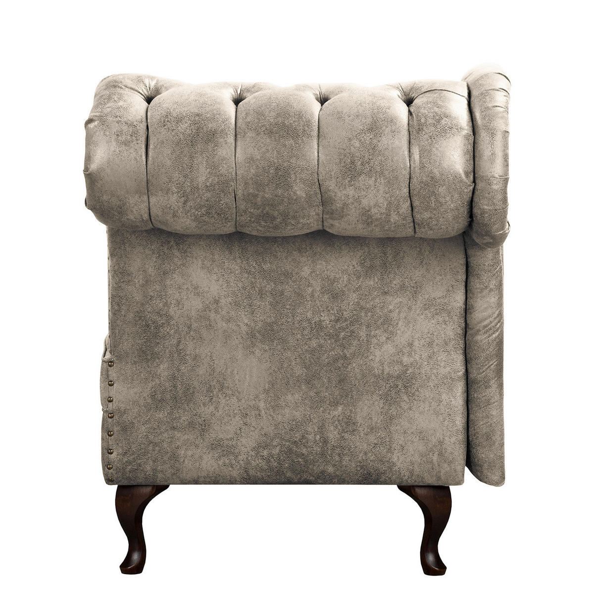 RÉCAMIERE Lederlook Hellgrau  - Hellgrau/Braun, Design, Holz/Textil (185/93/75cm) - Livetastic