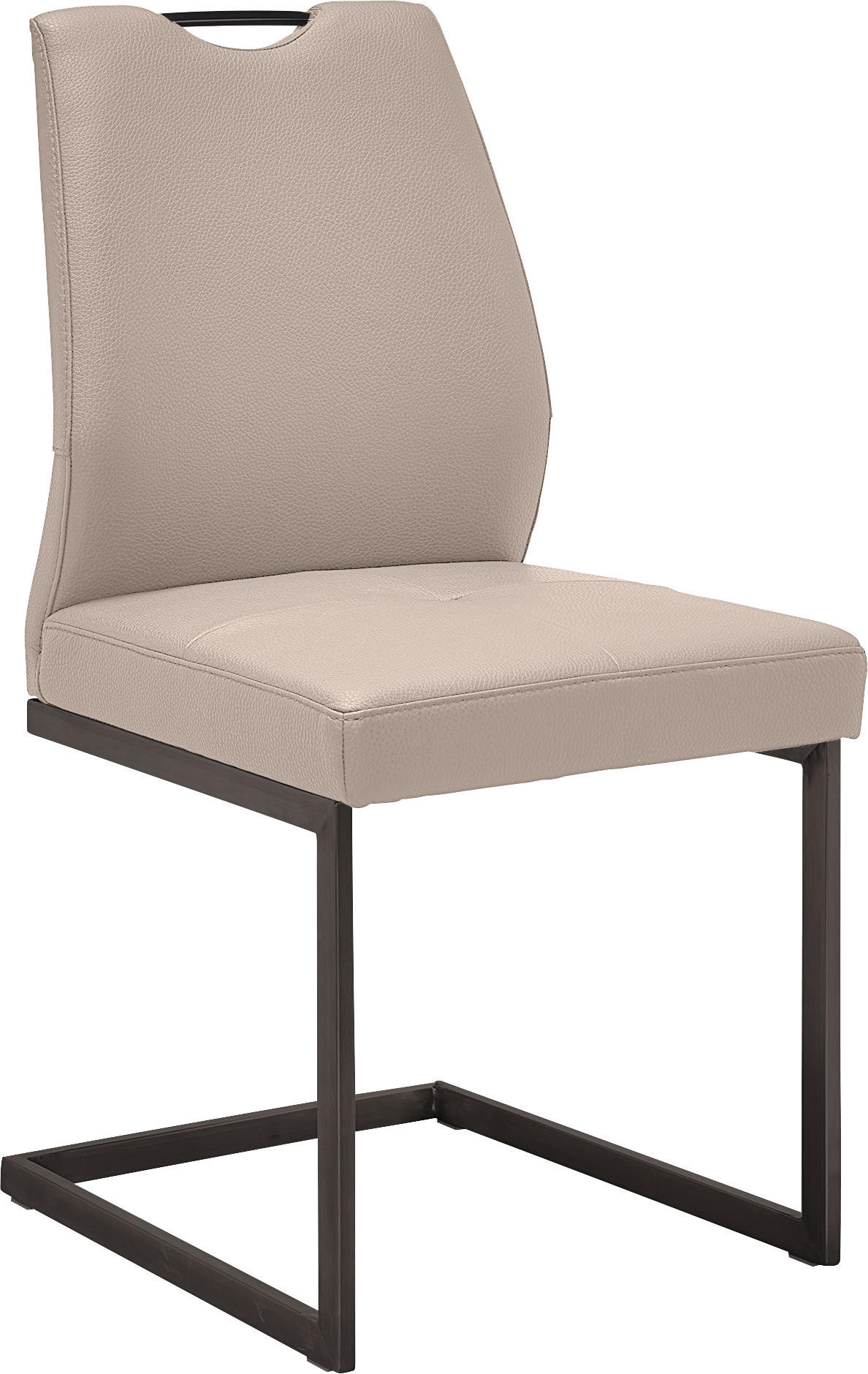 SCHWINGSTUHL  in Stahl Mikrofaser  - Creme/Schwarz, Design, Textil/Metall (47/58/99cm) - Dieter Knoll