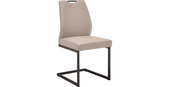 SCHWINGSTUHL  in Stahl Mikrofaser  - Creme/Schwarz, Design, Textil/Metall (47/58/99cm) - Dieter Knoll