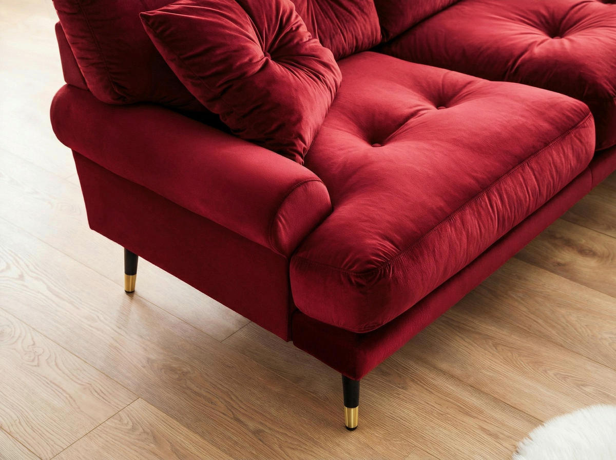 ECKSOFA Eckteil  TOKIO-2S.REC Dunkelrot Samt  - Dunkelrot, MODERN, Holz/Textil (275/157cm) - MID.YOU