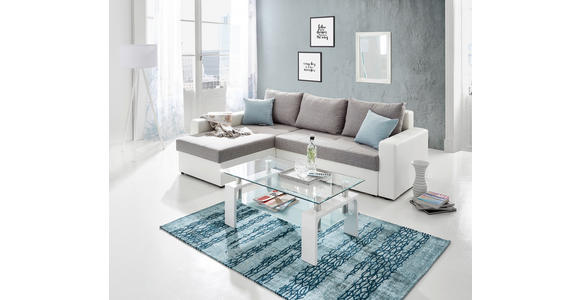 COUCHTISCH Milchglas, Klarglas 100/60/45 cm rechteckig Weiß Hochglanz  - Weiß Hochglanz, Design, Glas/Holzwerkstoff (100/60/45cm) - Carryhome