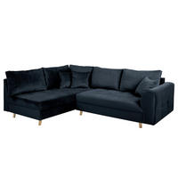 ECKSOFA Ariella in Samt Dunkelblau  161/231 cm  - Naturfarben/Dunkelblau, Design, Holz/Textil (161/231cm) - Livetastic