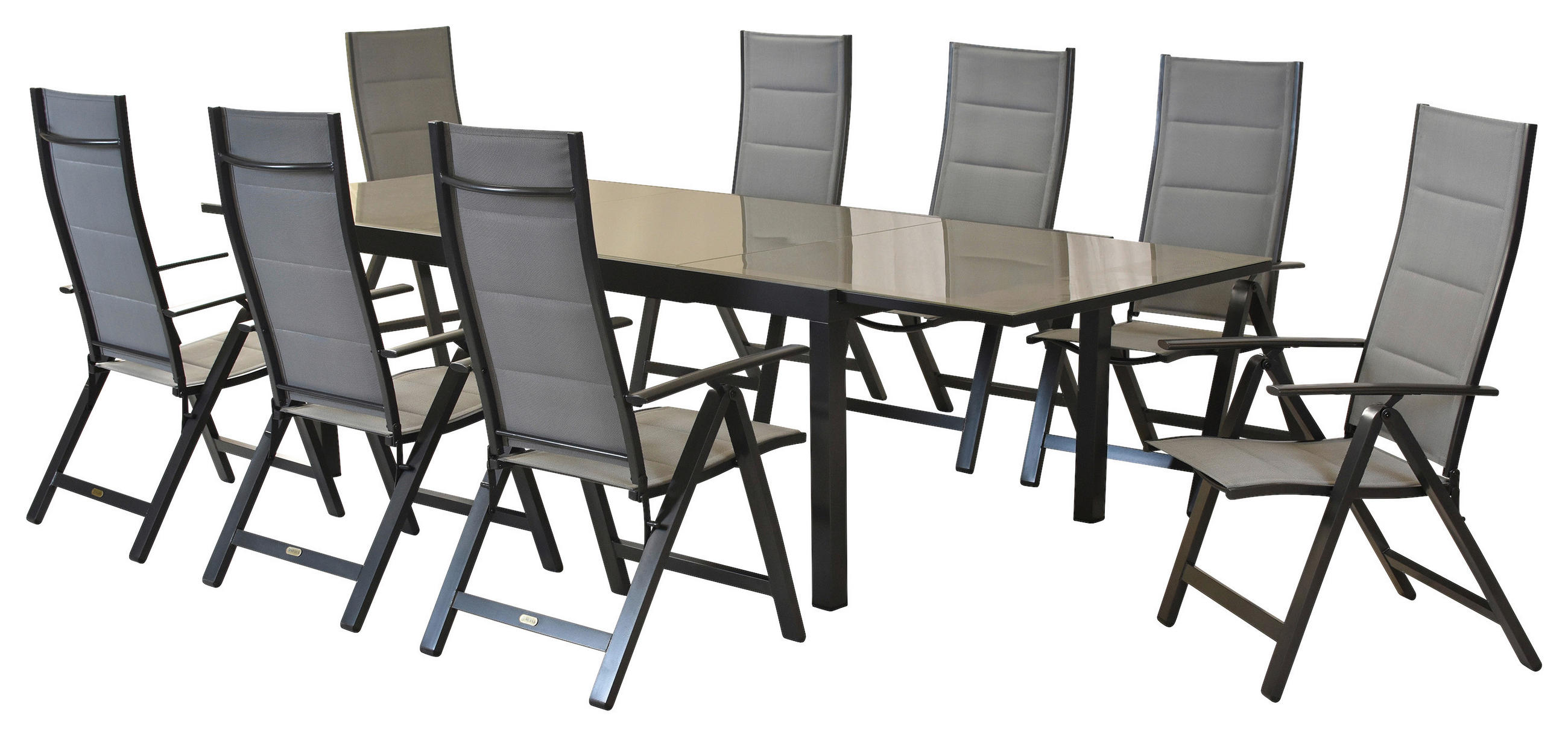 GARTENSET Aluminium  - Graphitfarben/Grau, MODERN, Textil/Metall - Gardenson
