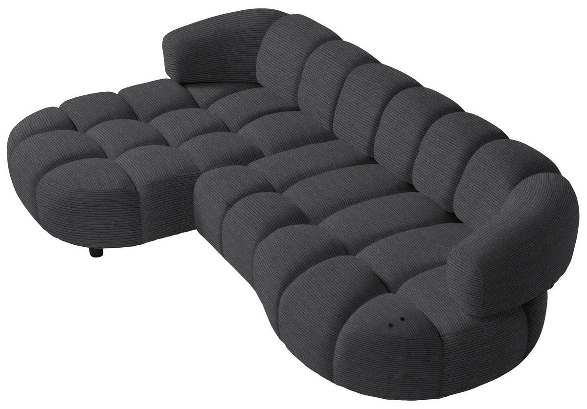 ECKSOFA in Cord, Velours Anthrazit  - Anthrazit/Schwarz, Design, Holz/Textil (183/284cm) - Welnova