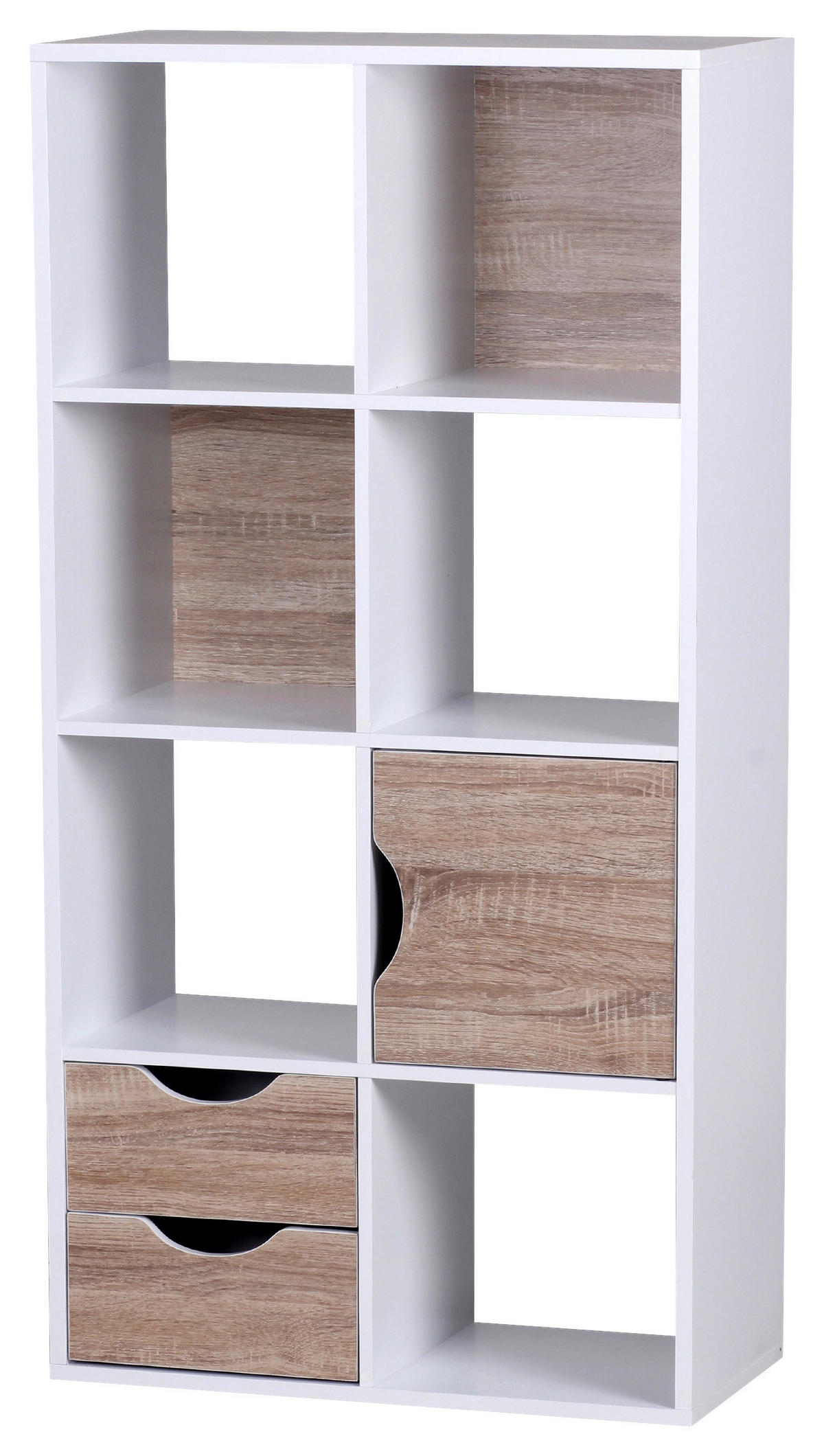 REGÁL, bílá, barvy dubu, 60/120/29 cm - bílá/barvy dubu, Konvenční, kompozitní dřevo (60/120/29cm) - MID.YOU