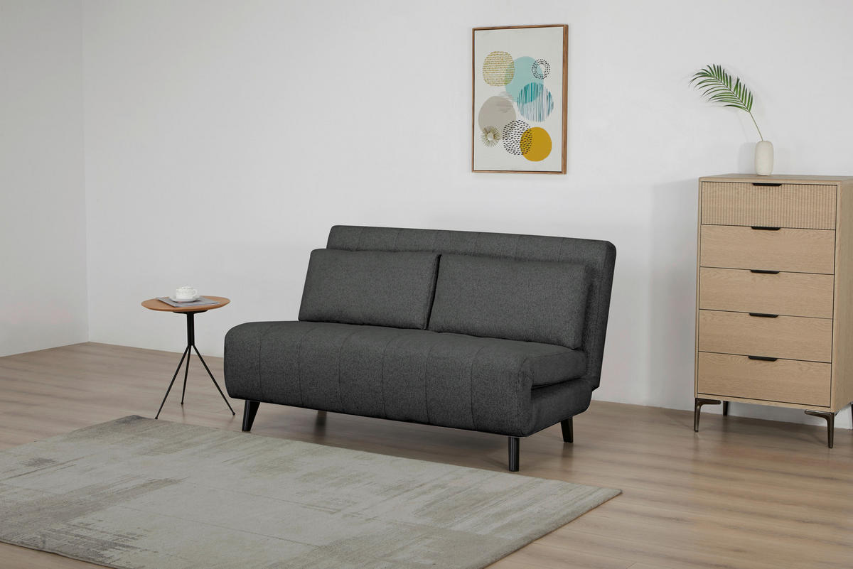 SCHLAFSOFA Webstoff Dunkelgrau  - Dunkelgrau/Schwarz, Design, Holz/Textil (143/82/88cm) - Carryhome