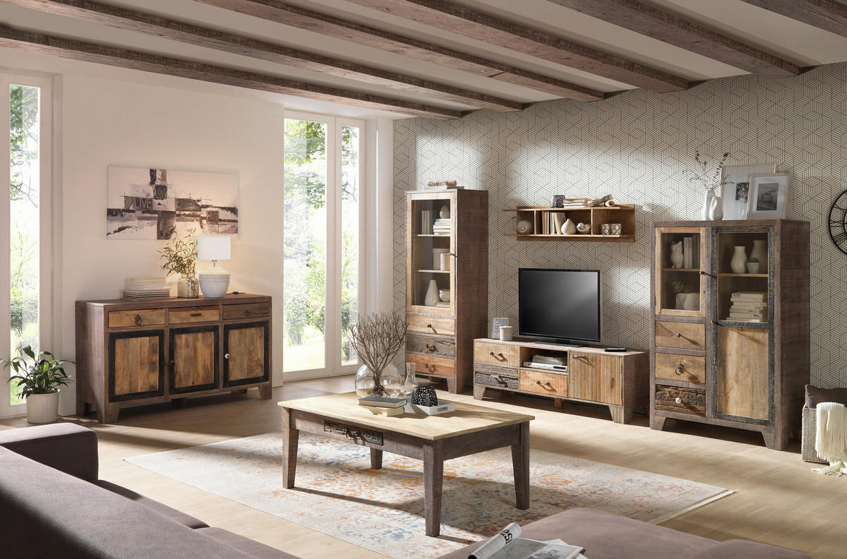 HIGHBOARD  in 90/118/40 cm  - Weiss/Messingfarben, Trend, Keramik/Holz (90/118/40cm) - Landscape