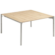 Esstisch in furniert Eiche Edelstahlfarben, Eichefarben - Edelstahlfarben/Eichefarben, Design, Holz/Metall (140(205)/140/75cm) - Venjakob