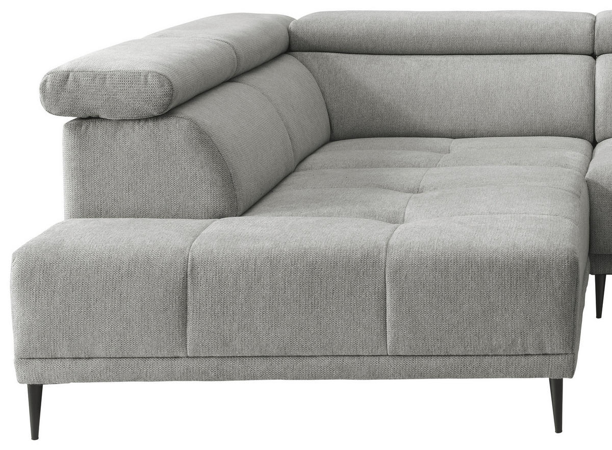 ECKSOFA INTERA in Struktur Grau  225/305 cm  - Schwarz/Grau, KONVENTIONELL, Textil/Metall (225/305cm) - Livetastic
