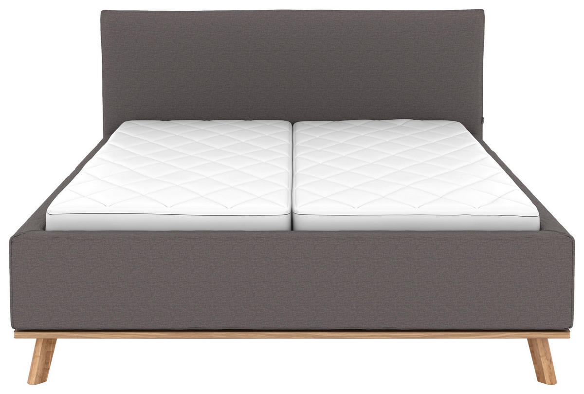 POLSTERBETT Matratze, Lattenrost, Bettkasten 180/200 cm  in Graubraun  - Eichefarben/Graubraun, Design, Holz/Textil (180/200cm) - Musterring