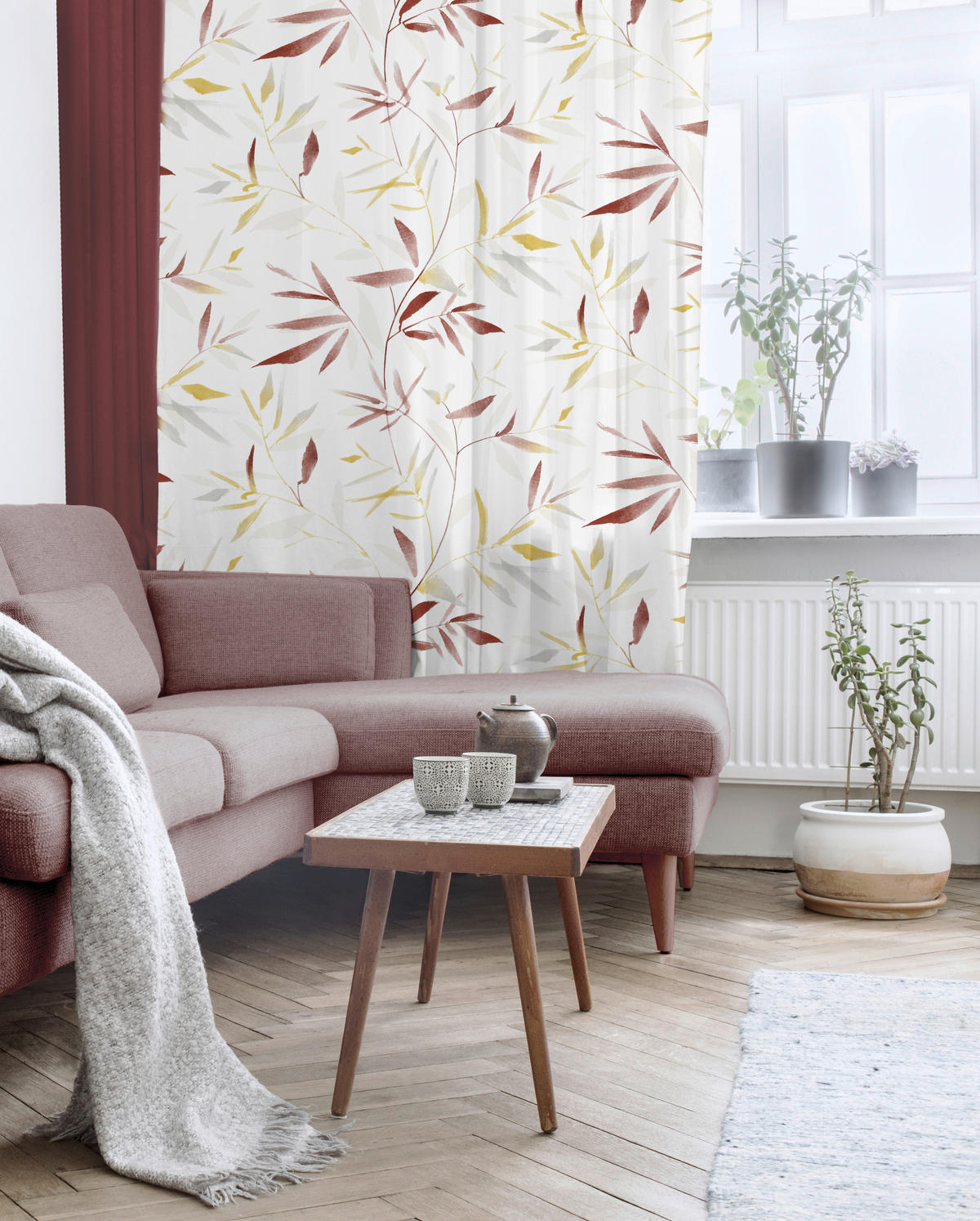 DEKOSTOFF per lfm blickdicht  - Currygelb/Rot, KONVENTIONELL, Textil (138cm) - Esposa