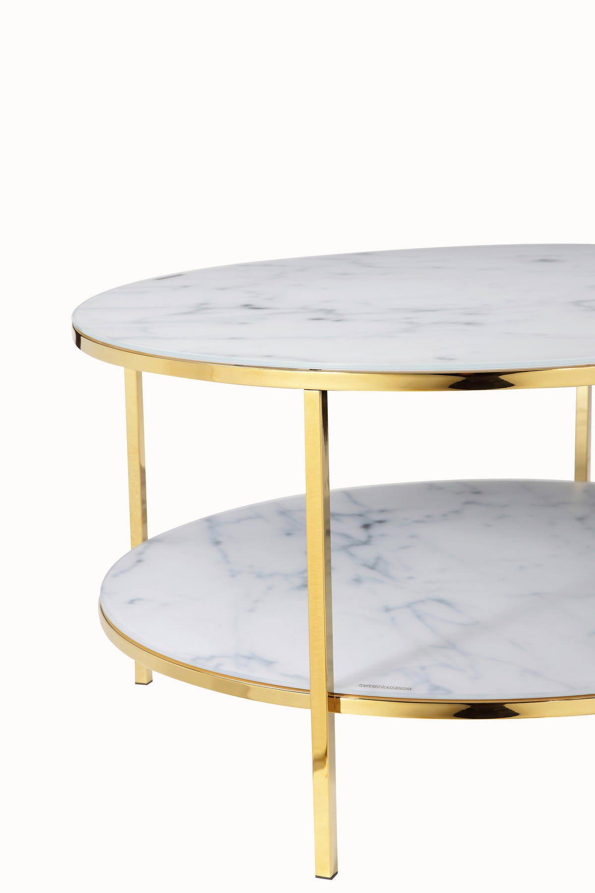 COUCHTISCH 80/80/45 cm rund Weiß, Goldfarben  - Goldfarben/Weiß, Design, Glas/Metall (80/80/45cm) - Livetastic