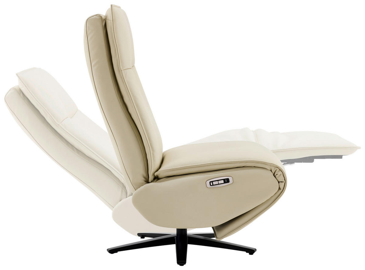RELAXSESSEL Lederlook Echtleder Relaxfunktion, Kopfteilverstellung, Fußteilverstellung    - Beige/Schwarz, Design, Leder/Textil (70/110/82cm) - Stylife