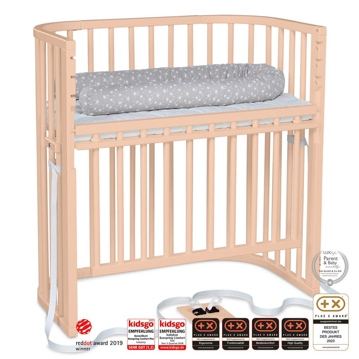 BEISTELLBETT 96/56,50/96,50 cm  - Beige, Basics, Holz (96/56,50/96,50cm) - Babybay