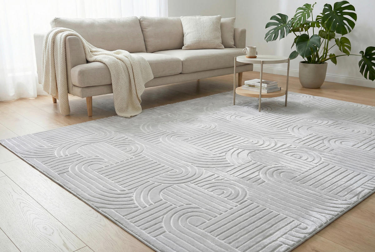 RAVNO TKANA PREPROGA  Calma     200/290 cm    tkano  srebrne barve  - srebrne barve, Basics, tekstil (200/290cm) - Kayoom