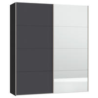 SCHWEBETÜRENSCHRANK 203/236/65 cm 2-türig Anthrazit, Schwarz  - Edelstahlfarben/Anthrazit, Design, Glas/Holzwerkstoff (203/236/65cm) - Boxxx