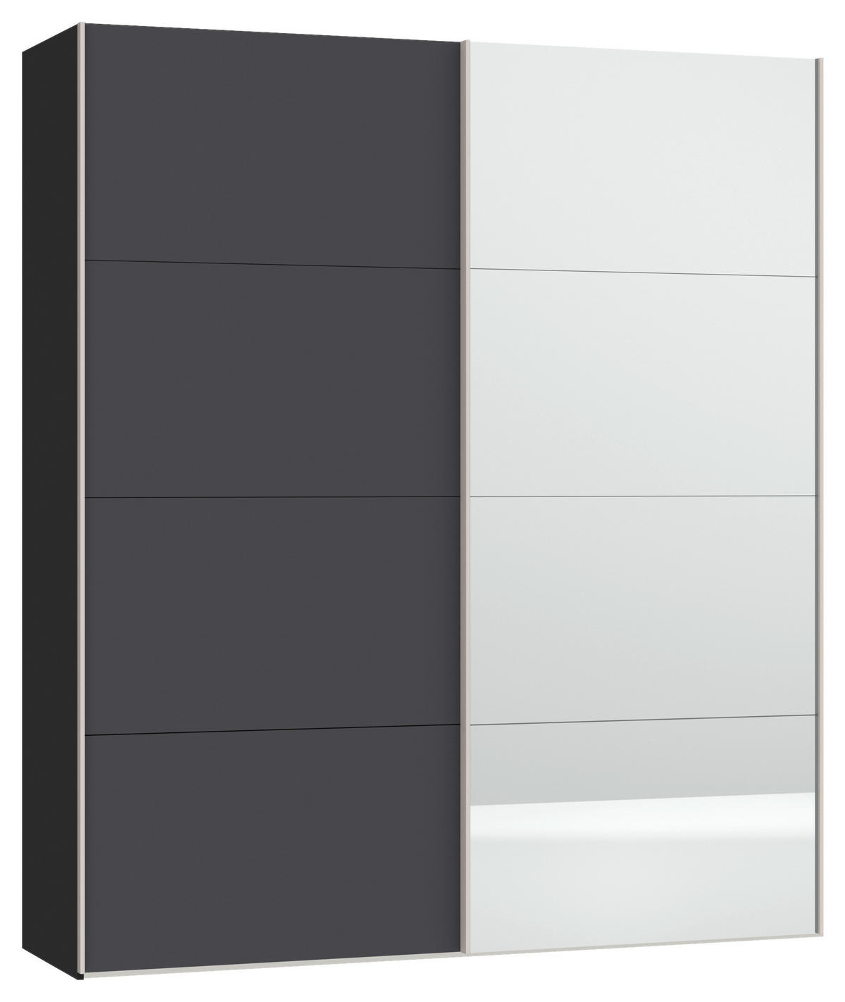 SCHWEBETÜRENSCHRANK 203/236/65 cm 2-türig Anthrazit, Schwarz  - Edelstahlfarben/Anthrazit, Design, Glas/Holzwerkstoff (203/236/65cm) - Boxxx