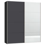 SCHWEBETÜRENSCHRANK  in Anthrazit, Schwarz  - Edelstahlfarben/Anthrazit, Design, Glas/Holzwerkstoff (203/236/65cm) - Carryhome