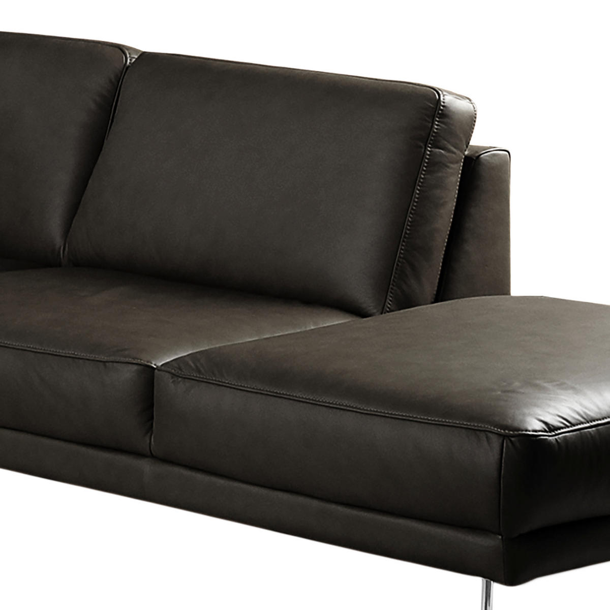 ECKSOFA in Echtleder Schwarz  273/250 cm  - Chromfarben/Schwarz, Design, Leder/Metall (273/250cm) - Livetastic