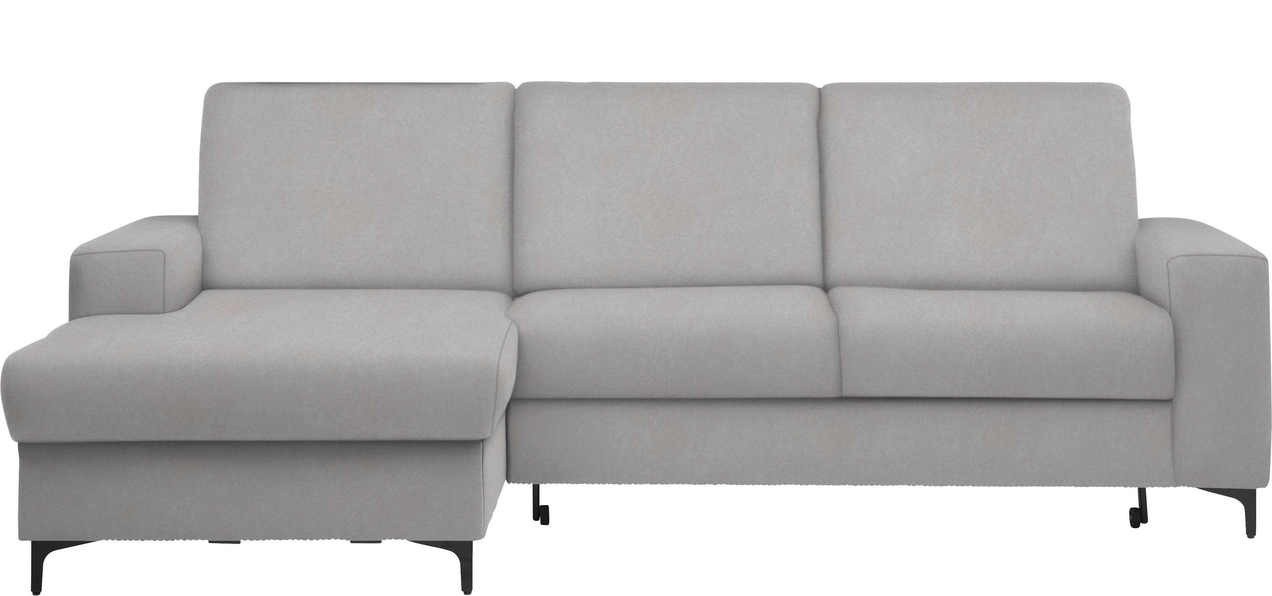 ECKSOFA in Velours Hellgrau  - Hellgrau/Schwarz, Konventionell, Textil/Metall (167/247cm) - Stylife