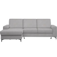 ECKSOFA in Velours Hellgrau  - Hellgrau/Schwarz, KONVENTIONELL, Textil/Metall (167/247cm) - Stylife