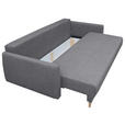 SCHLAFSOFA Webstoff Grau  - Buchefarben/Grau, KONVENTIONELL, Holz/Textil (220/90/95cm) - Carryhome