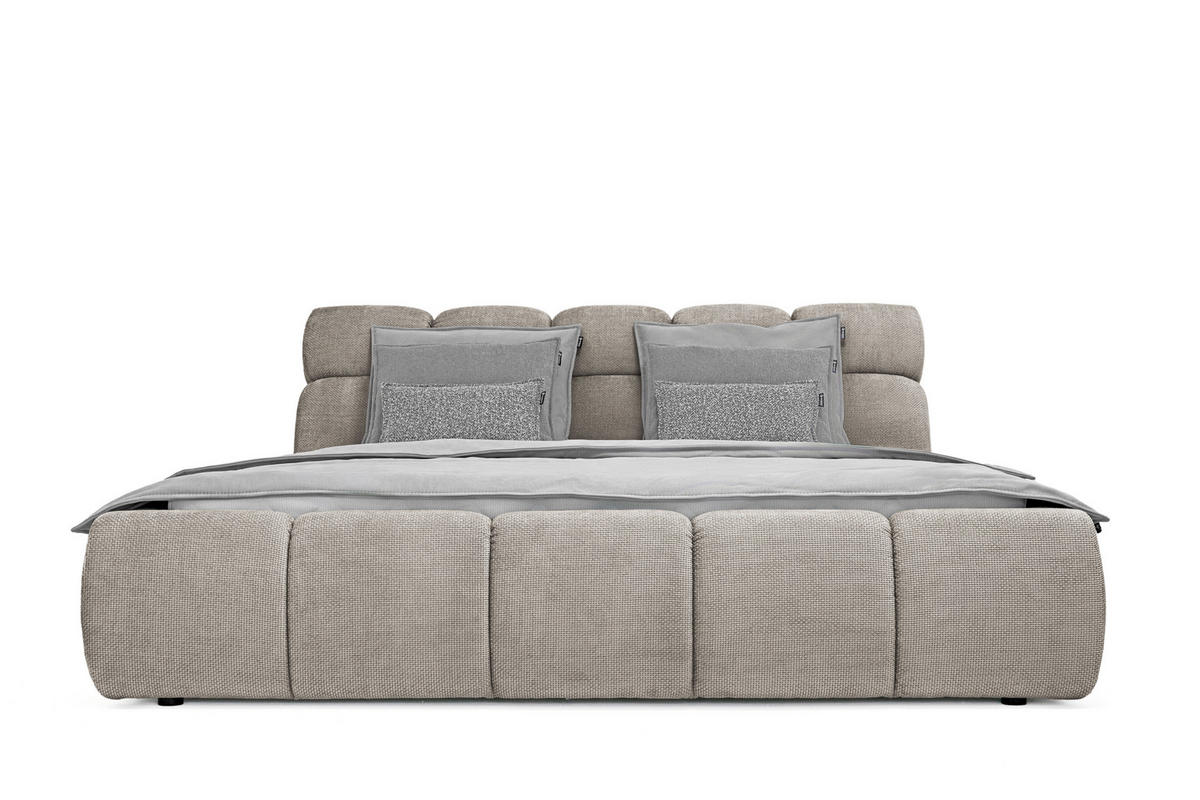 POLSTERBETT 180/200 cm  in Hellbraun  - Hellbraun/Schwarz, Design, Kunststoff/Textil (180/200cm) - Esposa