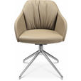 ARMLEHNSTUHL  in Aluminium Echtleder pigmentiert  - Beige/Alufarben, Design, Leder/Metall (58/81,5-84,5/60cm) - Johann Jakob