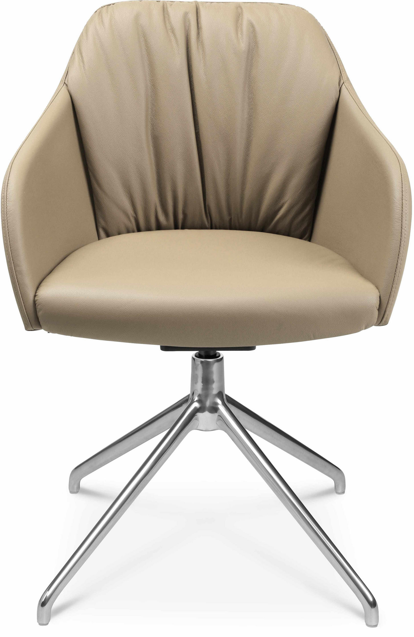 ARMLEHNSTUHL  in Aluminium Echtleder pigmentiert  - Beige/Alufarben, Design, Leder/Metall (58/81,5-84,5/60cm) - Johann Jakob