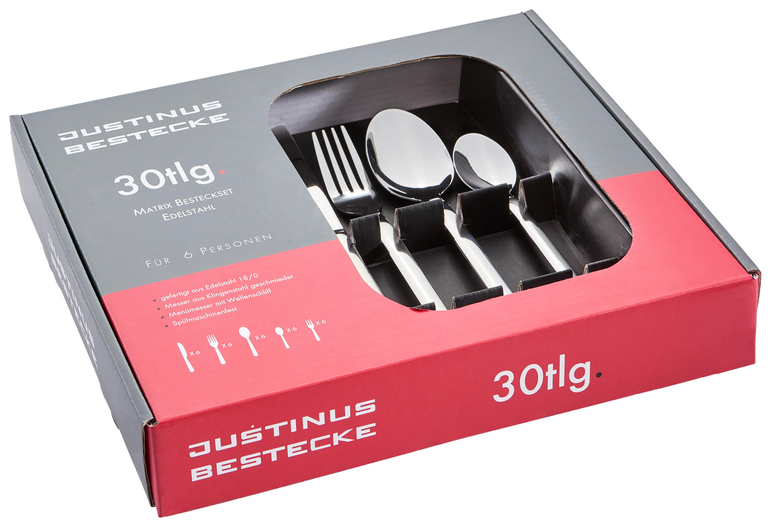 SET PRIBORA ZA JELO 30-dijelni Matrix - boje kroma, Basics, metal (30/25/5cm) - Justinus