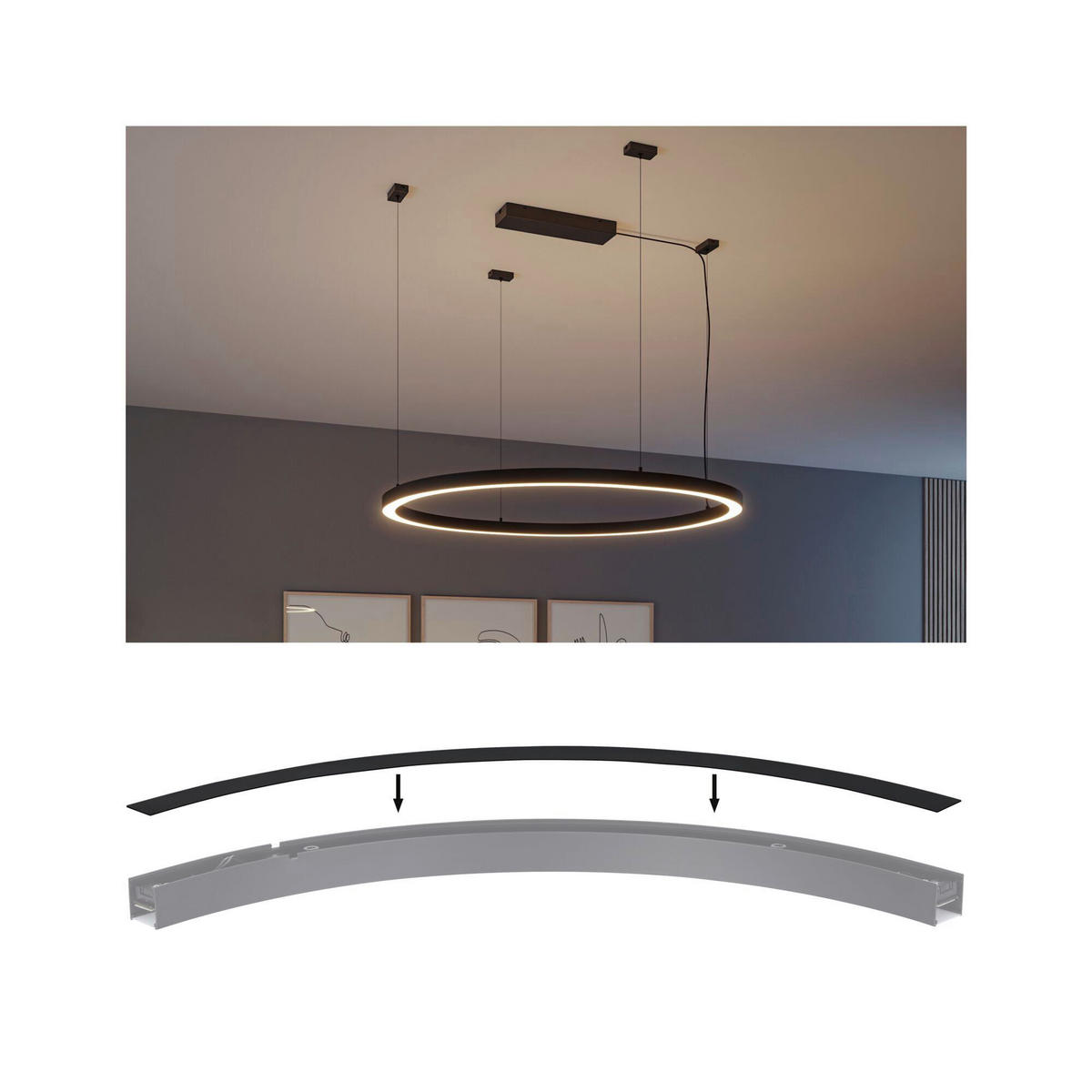 SCHIENENSYSTEM-ABDECKSCHIENE - Schwarz, Basics, Kunststoff (78,6/3,6/0,1cm) - Paulmann