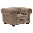 CHESTERFIELD-SESSEL - Wengefarben/Hellbraun, LIFESTYLE, Holz/Textil (115/76,5/96cm) - Landscape