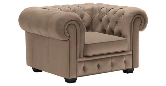 CHESTERFIELD-SESSEL - Wengefarben/Hellbraun, LIFESTYLE, Holz/Textil (115/76,5/96cm) - Landscape
