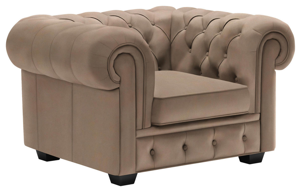 CHESTERFIELD-SESSEL - Wengefarben/Hellbraun, LIFESTYLE, Holz/Textil (115/76,5/96cm) - Landscape
