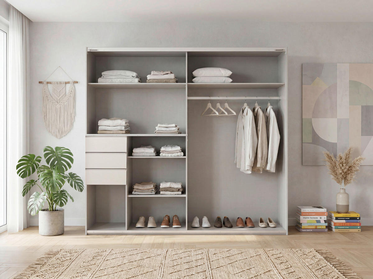SCHIEBETÜRENSCHRANK 225/210/64 cm Kaschmir  - Kaschmir, Modern, Holzwerkstoff/Metall (225/210/64cm) - P & B