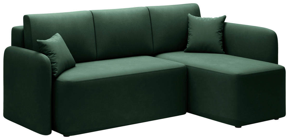 ECKSOFA Plüsch Grün  - Schwarz/Grün, Design, Kunststoff/Textil (206/150cm) - P & B