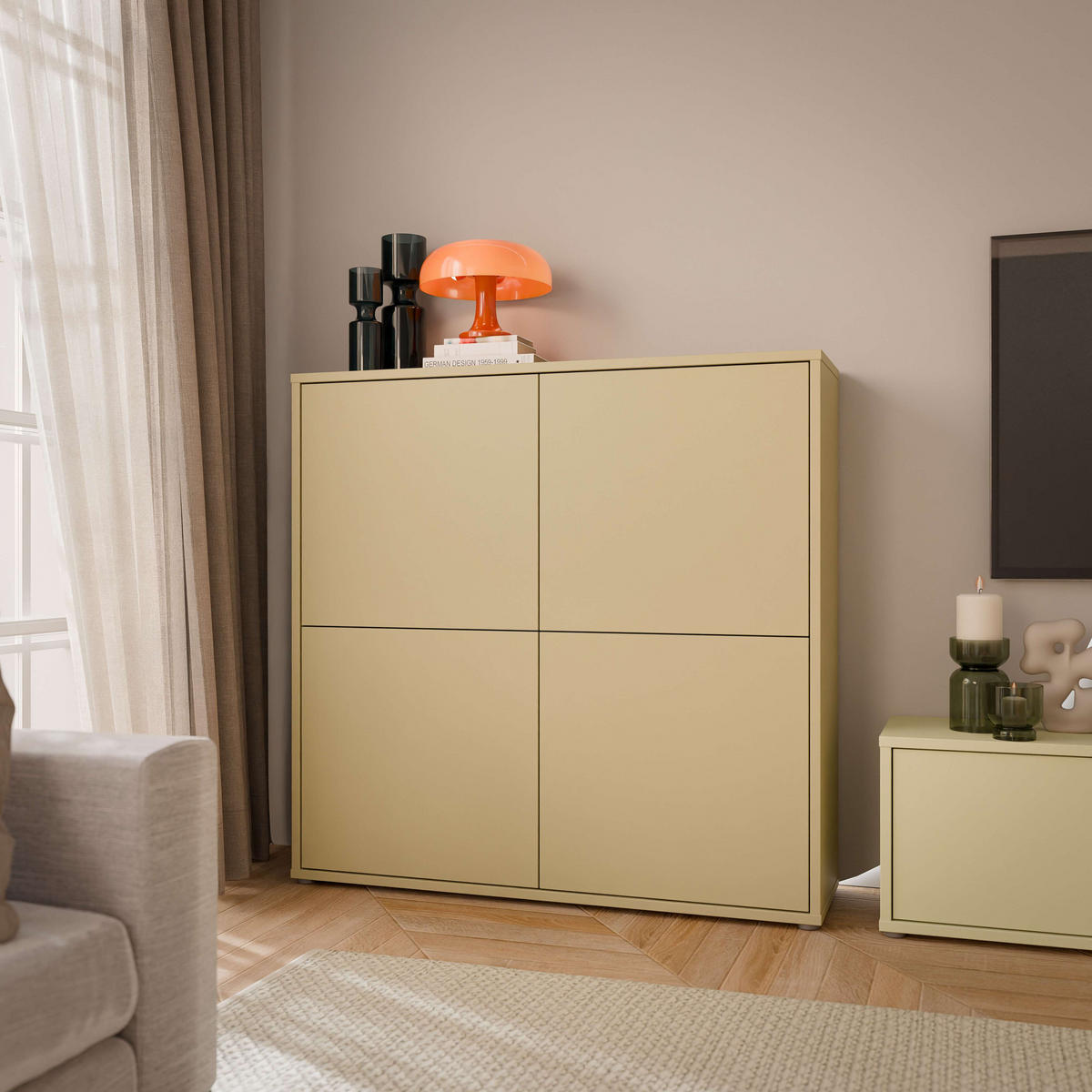 HIGHBOARD  124,5/121,5/34,9 cm  - Gelb/Grau, MODERN, Holzwerkstoff/Kunststoff (124,5/121,5/34,9cm) - Carryhome