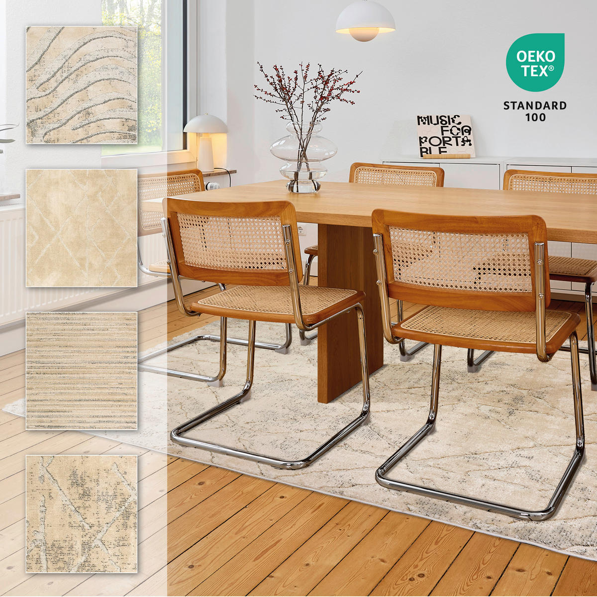 WEBTEPPICH 133/190 cm Lou Creme, Grau rechteckig  - Creme/Grau, Basics, Kunststoff/Textil (133/190cm) - Astra