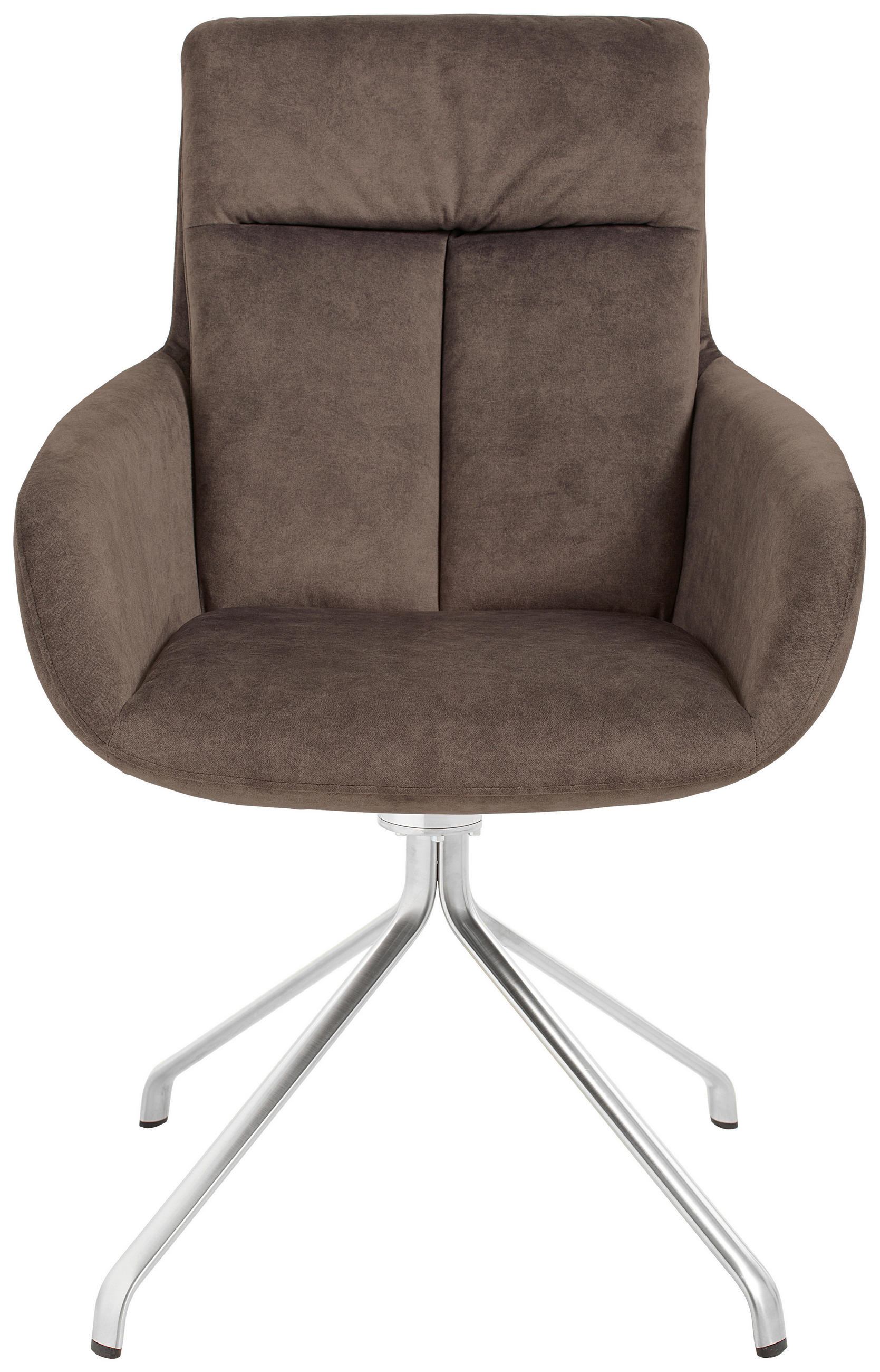 ARMLEHNSTUHL drehbar  in Edelstahl Velours  - Fango/Edelstahlfarben, Design, Textil/Metall (61/90/64cm) - Venjakob