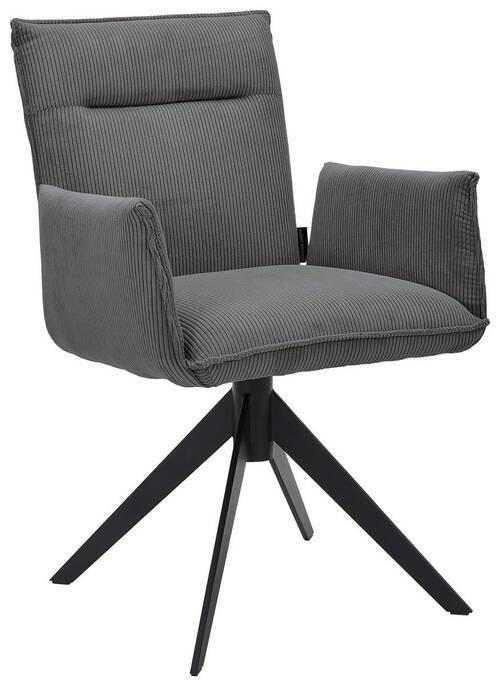 ARMLEHNSTUHL  in Eisen Cord  - Anthrazit/Schwarz, Design, Textil/Metall (59/87/62cm) - Johann Jakob
