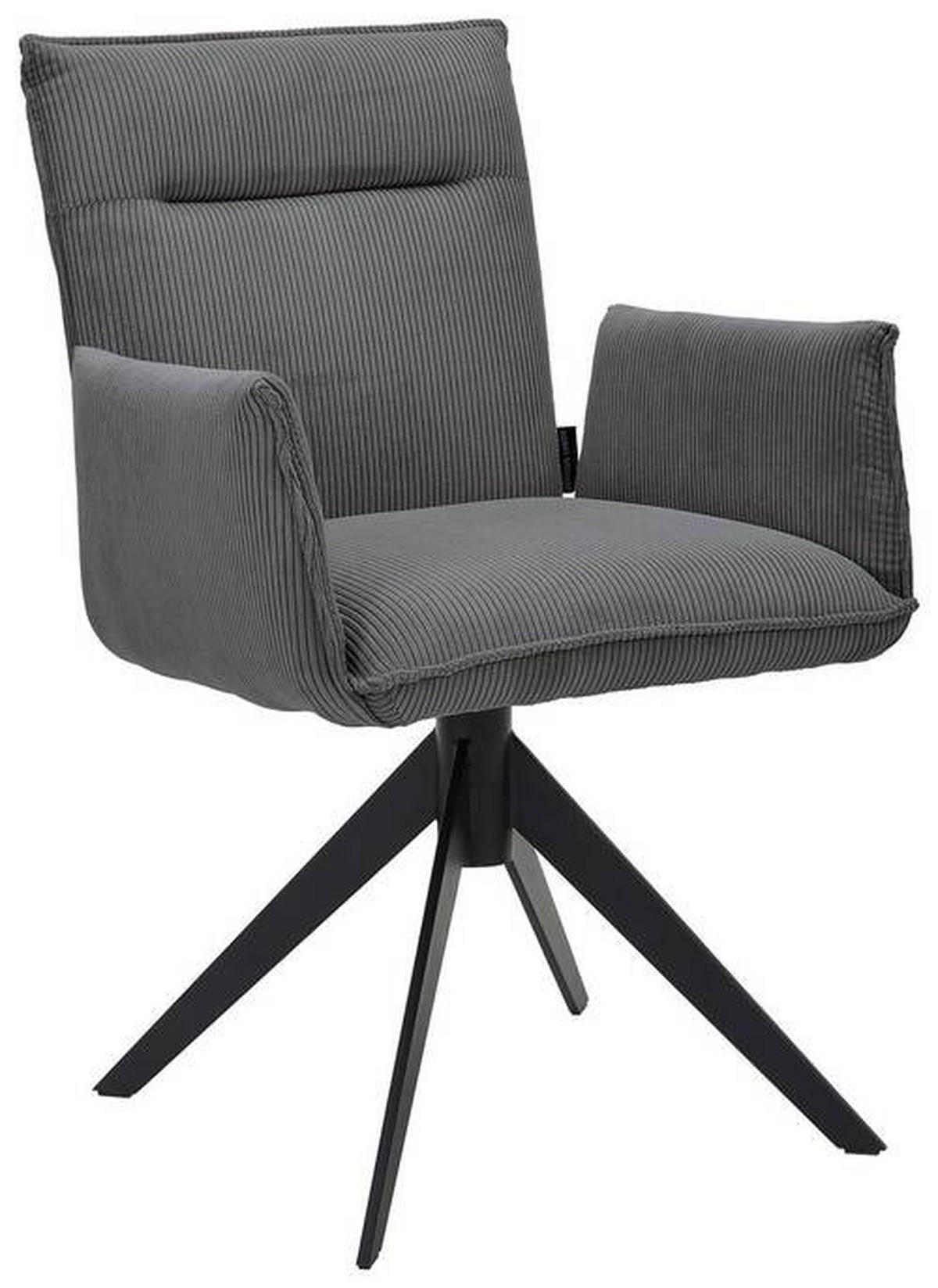 ARMLEHNSTUHL  in Eisen Cord  - Anthrazit/Schwarz, Design, Textil/Metall (59/87/62cm) - Johann Jakob