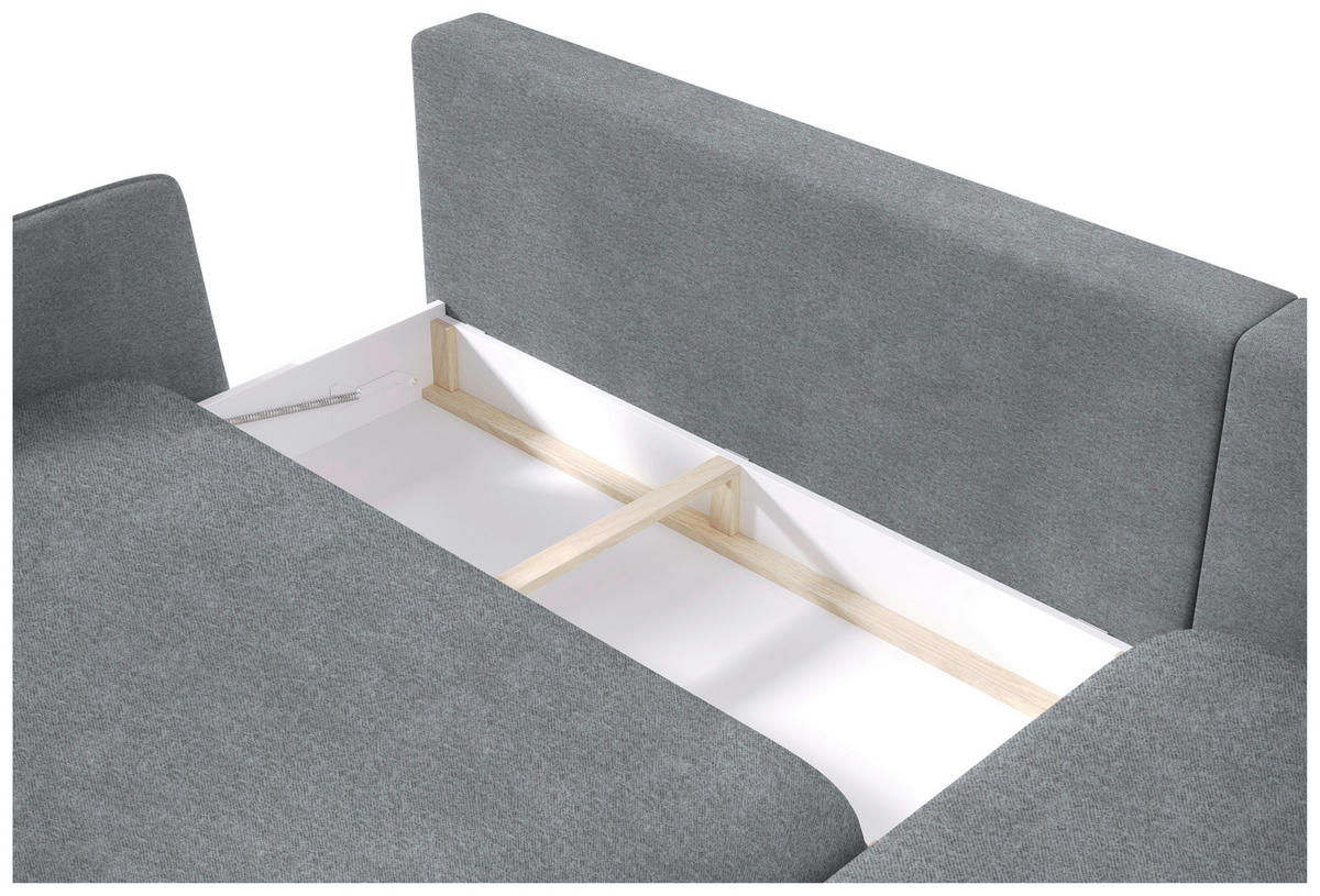 ECKSOFA in Velours Grau  - Schwarz/Grau, Design, Holz/Textil (260/167cm) - Welnova