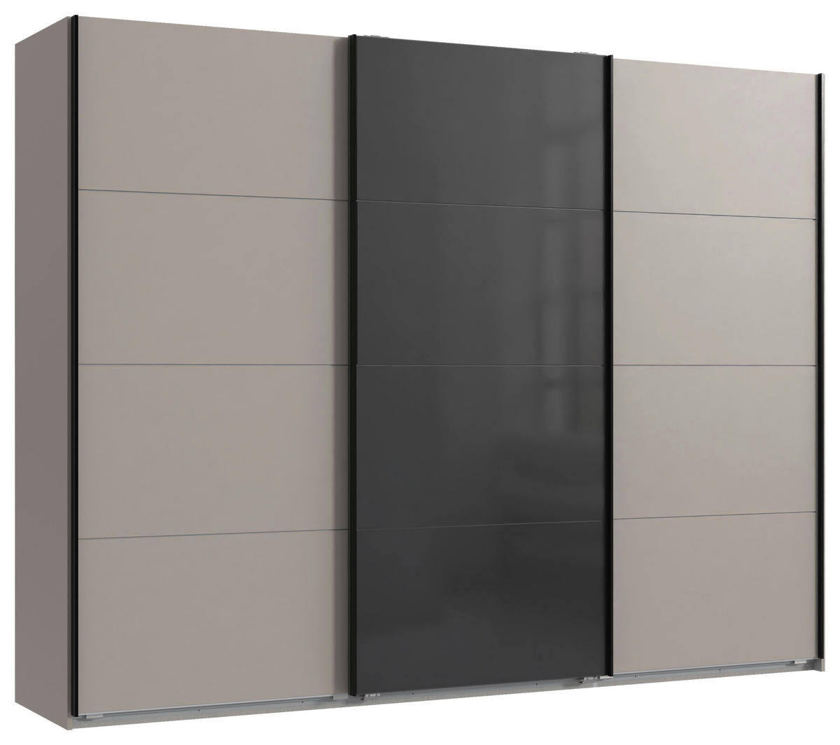 SCHWEBETÜRENSCHRANK  in Graphitfarben, Schwarz, Sahara  - Schwarz/Graphitfarben, Design, Glas/Holzwerkstoff (270/208/65cm) - Carryhome