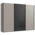 SCHWEBETÜRENSCHRANK  in Graphitfarben, Schwarz, Sahara  - Schwarz/Graphitfarben, Design, Glas/Holzwerkstoff (270/208/65cm) - Carryhome