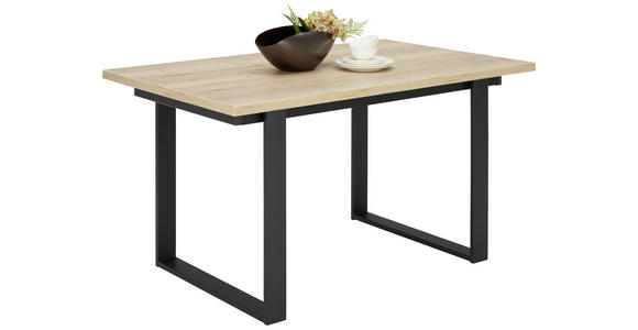 ESSTISCH in Metall, Holzwerkstoff 140/90/76 cm - Eichefarben/Schwarz, KONVENTIONELL, Holzwerkstoff/Metall (140/90/76cm) - Venda