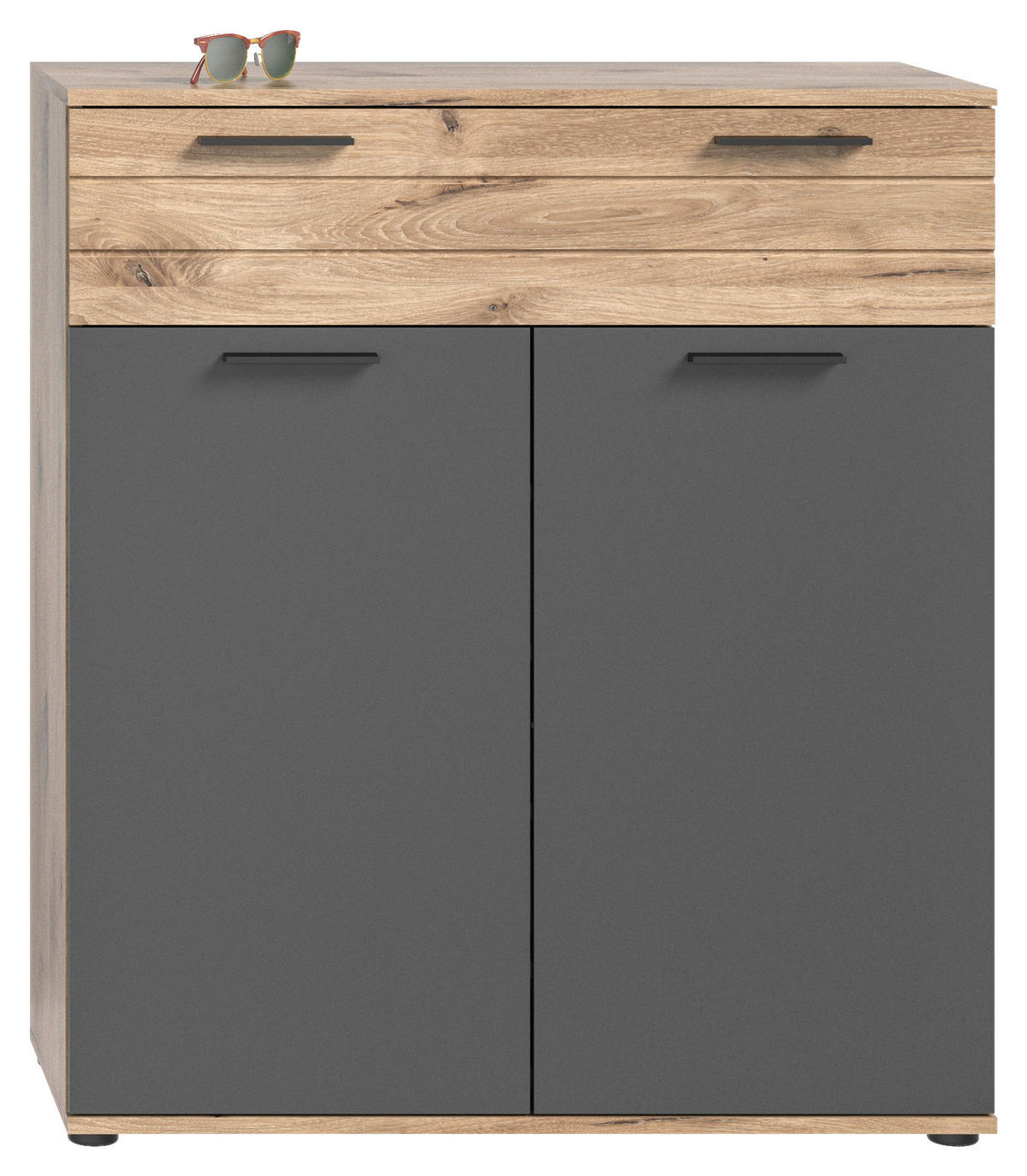 OMARA ZA ČEVLJE siva, barve hrasta - siva/črna, Moderno, umetna masa/leseni material (90/104/37cm) - MID.YOU
