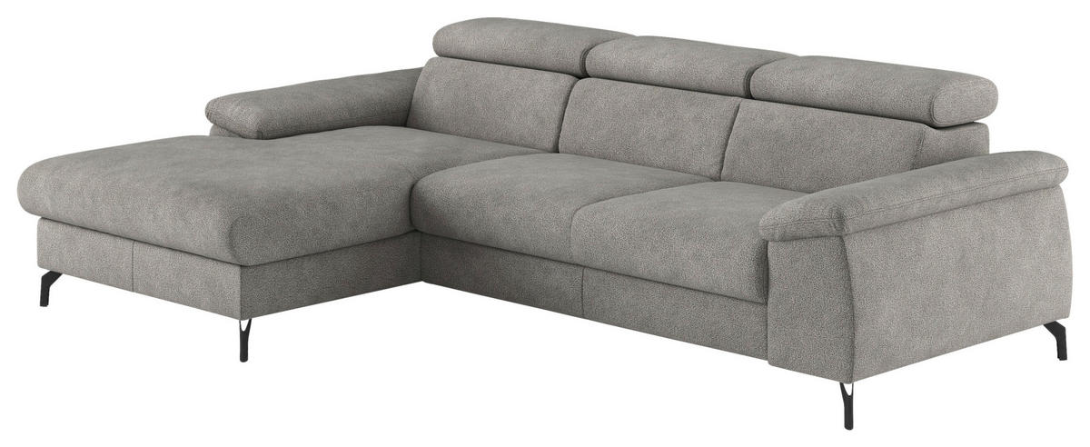 ECKSOFA in Webstoff Hellgrau  - Hellgrau/Schwarz, Design, Textil/Metall (166/244cm) - Livetastic